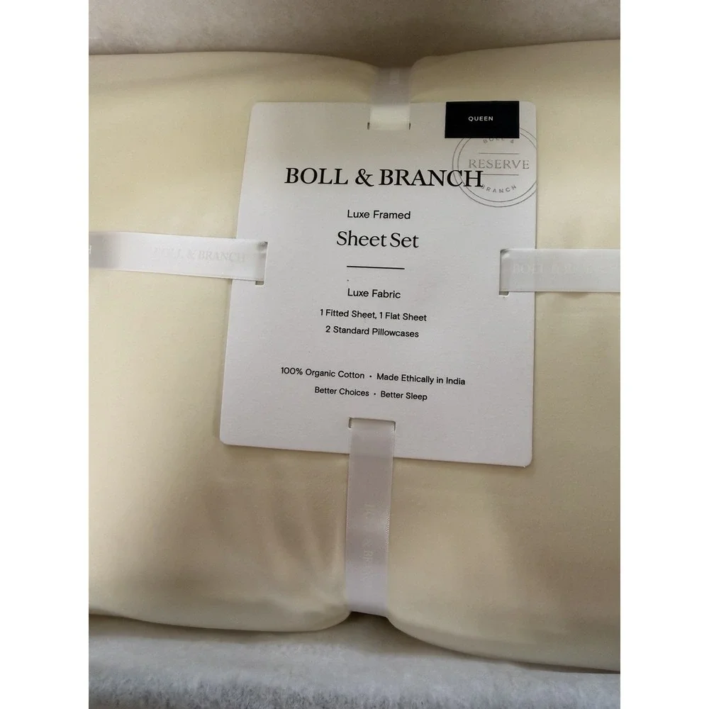 Boll & Branch Reserve Sheet Set-Queen Ivory NIB  100% Organic Cotton Sateen
